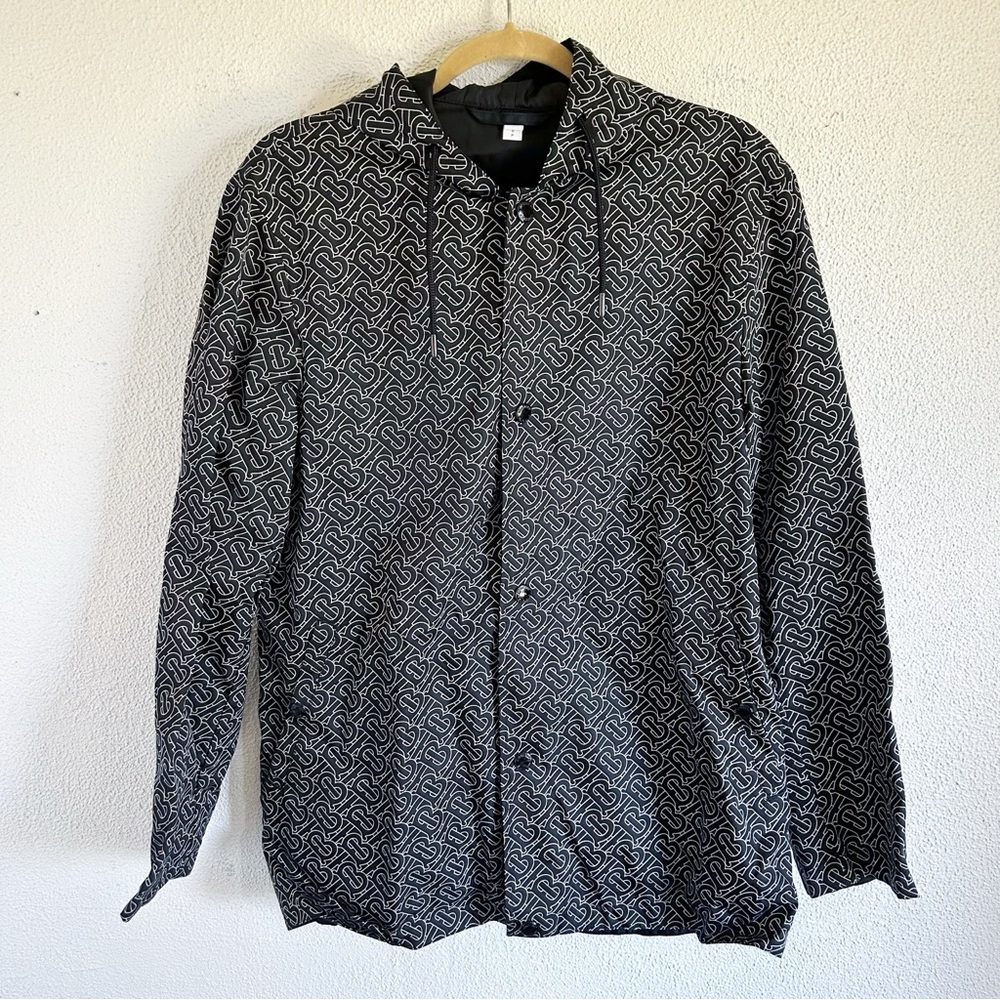 Burberry Elmhurst Reversible Monogram Hooded Jacket Rain Coat Size Small
